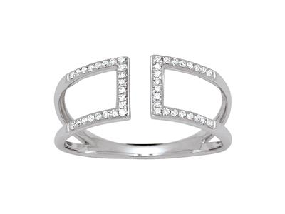 Ring Mit Quadratischem Schnitt Diamanten Gegenüberliegend 0,12 Ct, 18kweigold, Ringgröe 48