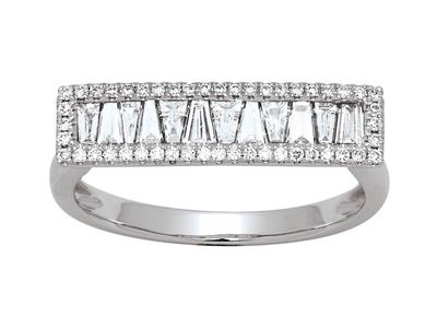 Ring Ligne, Rund- Und Baguette-diamanten 0,47ct, 18k Weigold, Finger 50