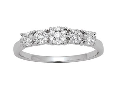 Halb-ewigkeitsring Mit Abgestuftem Verlauf, Illusionsfassung Aus Diamanten 0,21ct, 18k Weigold, Finger 4