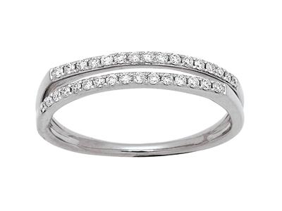 Ring Mit Durchbrochener Doppellinie, Diamanten 0,20ct, 18k Weigold, Ringgröe 48
