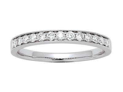 Halb-ewigkeitsring Mit 13 Diamantenim Schienenfassung Von Insgesamt 0 ,25ct, 18k Weißgold, Ringgröße 56 - Standard Bild - 1