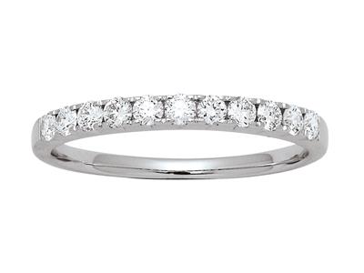 Halb-allianz In Krappenfassung, 11 Diamanten Von 0,34ct, 18k Weigold,finger 48