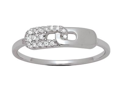 Ring Mit Motiv Lien, Diamant 0,05ct, 18k Weigold, Finger 53