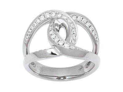 Doppelschlaufenring, Diamanten 0,47ct, 18k Weißgold, Finger 50 - Standard Bild - 1
