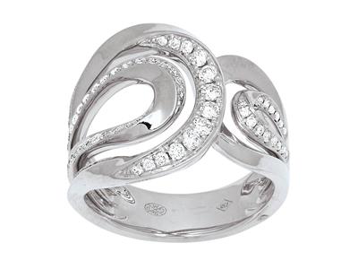 Ring Mit Gegenläufigen Schleifen, Diamanten 0,48ct, 18k Weißgold, Finger 56 - Standard Bild - 1
