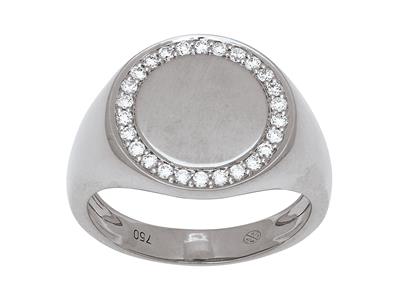 Runder Siegelring, Diamanten 0,26ct,18k Weigold, Ringgröe 53