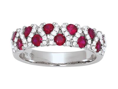 Zig-zag-ring, Diamanten 0,26ct Und Rubin 0,84ct, 18k Weigold, Ringgröe 52