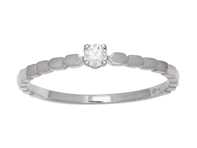 Solitärring Mit Perlenkörper, Diamant 0,08ct, 18k Weigold, Ringgröe 48