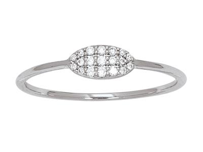 Bandring In Ovaler Form Diamanten 0,08ct, 18k Weigold, Ringgröe 48