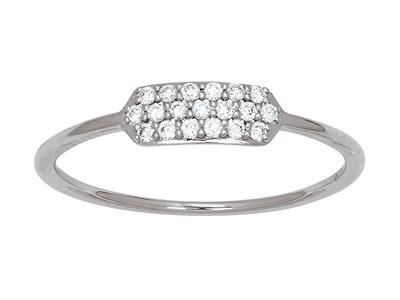 Bandring In Rechteckform Diamanten 0,12ct, 18k Weigold, Ringgröe 48
