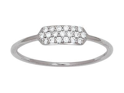 Ring Ring In Rechteckform Diamanten 0,12ct, 18k Weigold, Finger 50