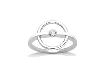Ring Saturn Solo-diamant 0,15ct, 18k Weigold, Finger 50