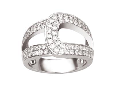 Ring Mit Schleifen, Diamanten 0,86ct, 18k Weigold, Finger 52