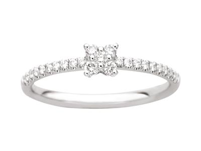Kleiner Quadratischer Ring, Ringkörper Mit Diamanten 0,22ct, 18k Weißgold, Ringgröße 50 - Standard Bild - 1