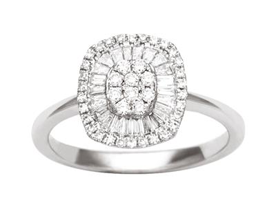 Ring Coussin, Diamanten 0,40ct, 18k Weigold, Finger 54