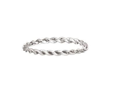 Massiver, Enger Twist-ring, 1,90 Mm, 18 Karat Weigold, Finger 50