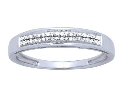 Trauring, Zweireihig, Diamanten 0,08ct, 18k Weigold, Finger 52