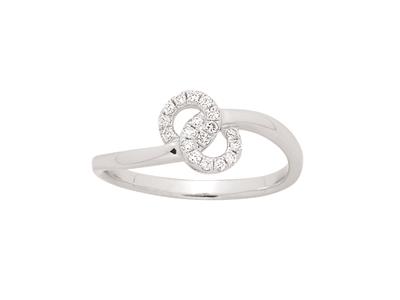 Ring In Form Einer Acht, Diamanten 0,10ct, 18k Weigold, Finger 50