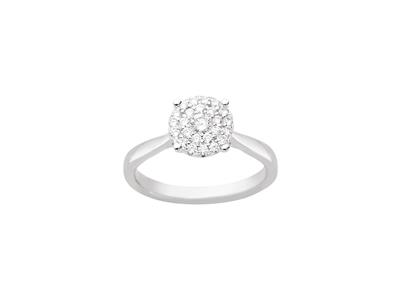 Solitärring, Illusionsfassung, Runde Diamanten 0,30ct, 18k Weigold, Ringgröe 52