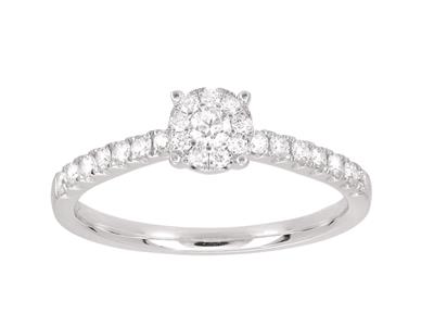 Solitär- Und Trauring, Diamanten 0,57ct, 18k Weißgold, Ringgröße 54 - Standard Bild - 2