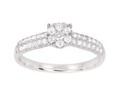 Solitärring Sereti Illusion, Mit 2-reihigem Fassungskörper, Diamanten 0,43 Ct, 18 Karat Weigold, Ringgrö