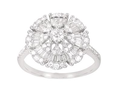 Runder Ring Im Solitärstil, Diamanten 0,71ct, 18k Weigold, Ringgröe 54