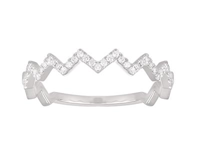 Blitz-design Ring, Diamanten 0,15ct, 18k Weigold, Ringgröe 52