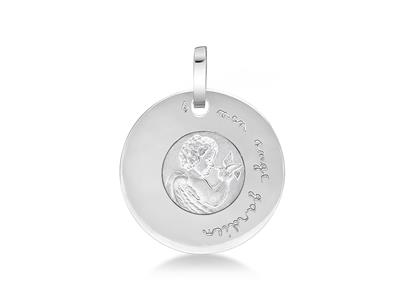 Medaille Scheibe Engel 18 Mm, Weissgold 18k - Standard Bild - 1