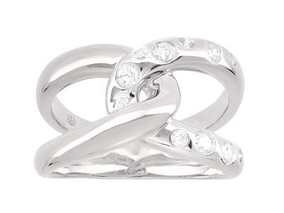 Verschlungener Ring, Diamanten 0,26ct,18k Weigold, Ringgröe 56