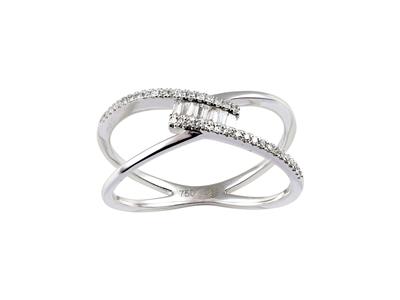 Kreuzring, Runde Und Baguette-diamanten 0,18ct, 18k Graugold, Ringgröe 58