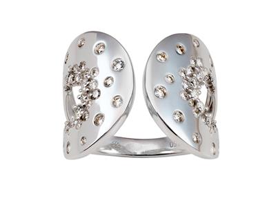 Ring Mit Offenen Schlaufen 17 Mm, Diamanten 0,74ct, 18k Weigold, Ringgröe 58