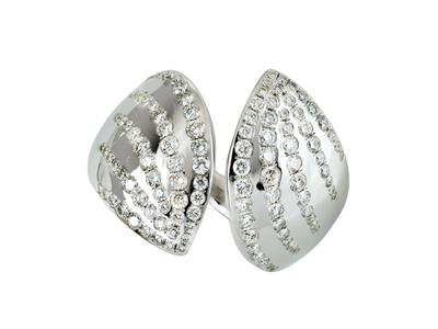 Offener Ring Blätter 18 Mm, Diamanten 1,02ct, 18k Weigold, Ringgröe 52