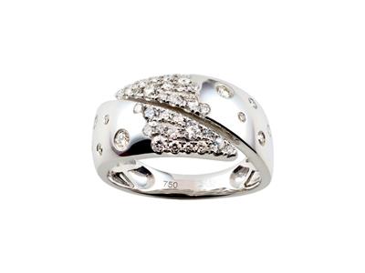 Breiter, Kontrastierender Ring 9,50 Mm, Diamanten 0,52ct, 18k Graugold Finger 54 - Standard Bild - 1