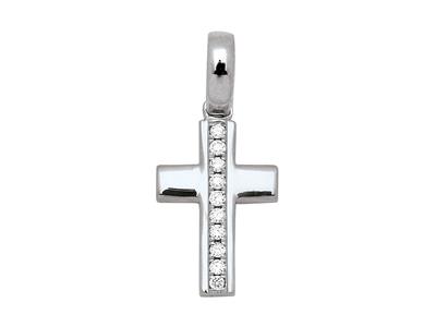 Anhänger Kreuz Auf Linie Widder, Diamanten 0,05ct, 18k Weißgold - Standard Bild - 1