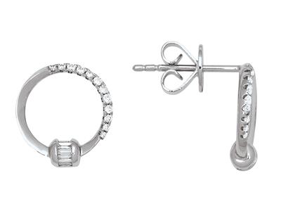 Ohrringe Mit Reifmotiv Aus Runden Diamanten Und Baguettes 0,24ct, 18k Weigold