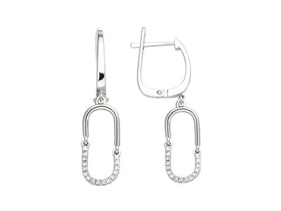 Ohrringe Artikuliertes Ovales Motiv25 Mm, Diamanten 0,10ct, 18k Weißg Old - Standard Bild - 1
