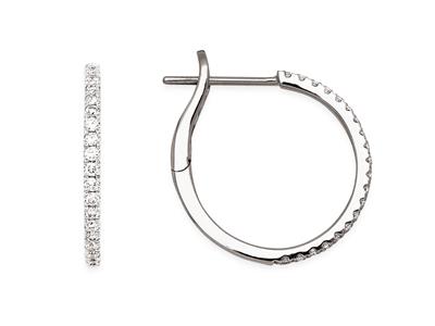 Kreolen Diamanten 0,31ct, Innendurchmesser 14mm, 18k Weigold