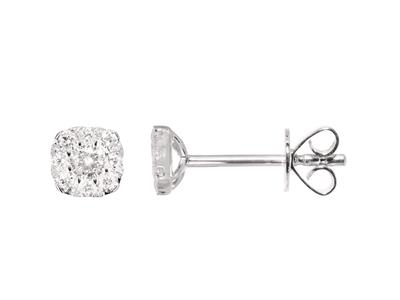 Steckerohrringe Mit Illusionseinstellung 5 Mm, Diamanten 0,26ct, Weissgold 18k - Standard Bild - 1