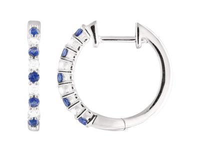 Kreolen Mit Diamanten 0,11ct Und Saphiren 0,21ct, Innendurchmesser 11 Mm, 18k Weißgold - Standard Bild - 1