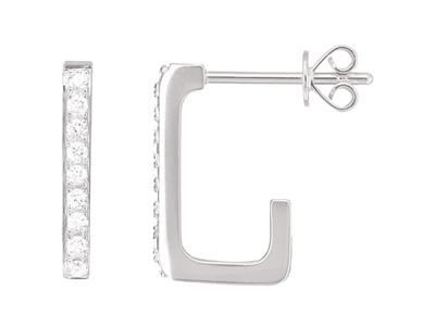 Rechteckige Creolen, Diamanten 0,22ct, Höhe 15 Mm, 18k Weigold