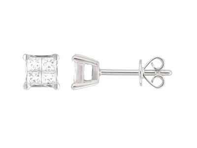Bo Carrees Diamants Princesse 0,33 Ct Or Gris 18k Poussettes
