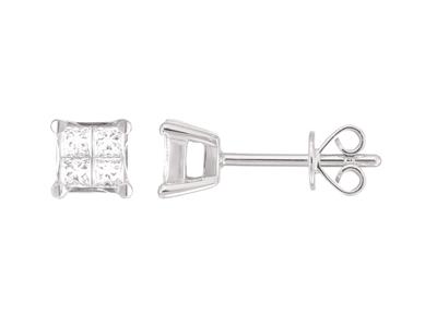 Quadratische Ohrringe, Prinzess-schliff Diamanten 0,33ct, Höhe 5 Mm, 18k Weigold