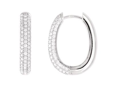 Kreolen Mit Diamanten 1,17ct, Höhe 20mm, 18k Weigold