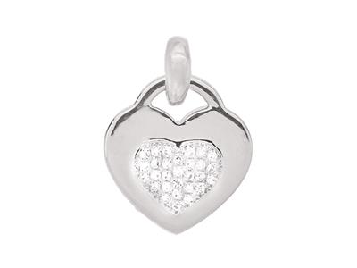 Pend Motif Coeur Centre Diamants Sc 0,05ct Or Gris 18k - Standard Bild - 1