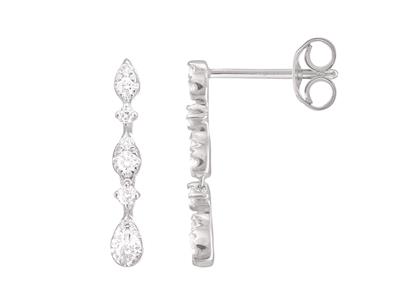 Tropfen-ohrringe, Diamanten 0,26ct,höhe 17 Mm, 18k Weigold
