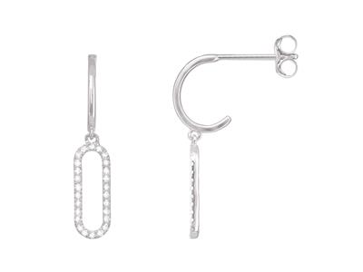 Hängeohrringe, Motiv Rechteck 20 Mm, Diamanten 0,15ct, 18k Weigold