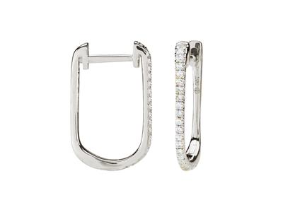 Ovale Creolen, 15 MM Hoch, Diamanten 0,11ct, 18k Graugold.