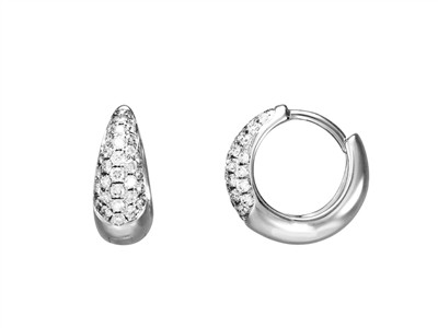 Tropfen-creolen, Diamanten 0,28 Ct,innendurchmesser 7 Mm, Graugold 18 Kt