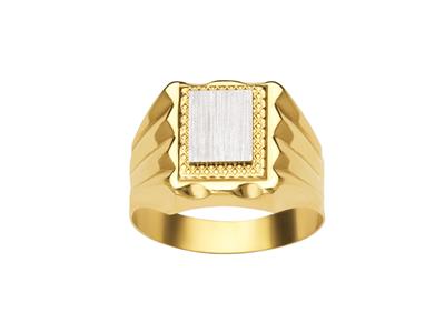Einfarbiger Rechteckiger Ritter 15 Mm, 18k Bicolor Gold, Finger 60 Geschlossen - Standard Bild - 1