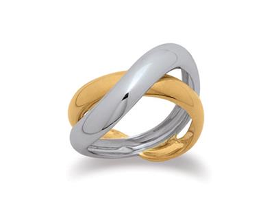 Ring Mit Gekreuzten Ringen, 18k Bicolor Gold, Finger 56